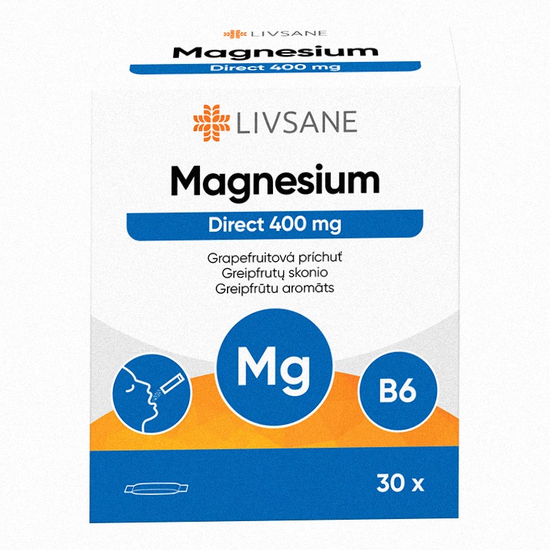Livsane - LIVSANE Magnézium Direct 400 mg prášok vo vrecúškach, grapefruitová príchuť, 1x30 ks