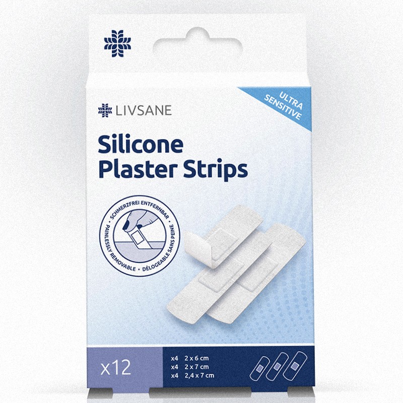 Livsane - LIVSANE Silikónové náplasti ULTRA SENSITIVE na citlivú pokožku, 3 rozmery, 1x12 ks